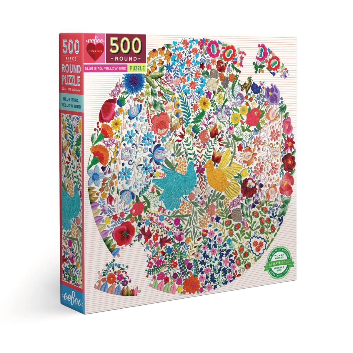 500ピース・ラウンドパズル ブルーバード＆イエロバード: ボーネルンド  オンラインショップ。世界中の知育玩具など、あそび道具がたくさん。0歳からのお子様へのプレゼントにも。
